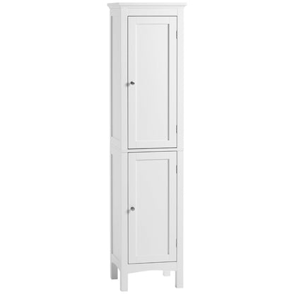 Tall Bathroom Cabinet, Freestanding Storage Organizer with Adjustable Shelves and Cupboards, 15" x 13" x 63", White Bathroom Cabinets White  at Gallery Canada
