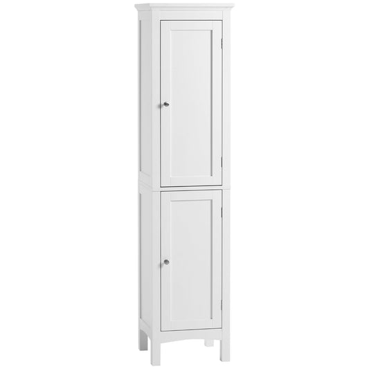 Tall Bathroom Cabinet, Freestanding Storage Organizer with Adjustable Shelves and Cupboards, 15" x 13" x 63", White Bathroom Cabinets White  at Gallery Canada
