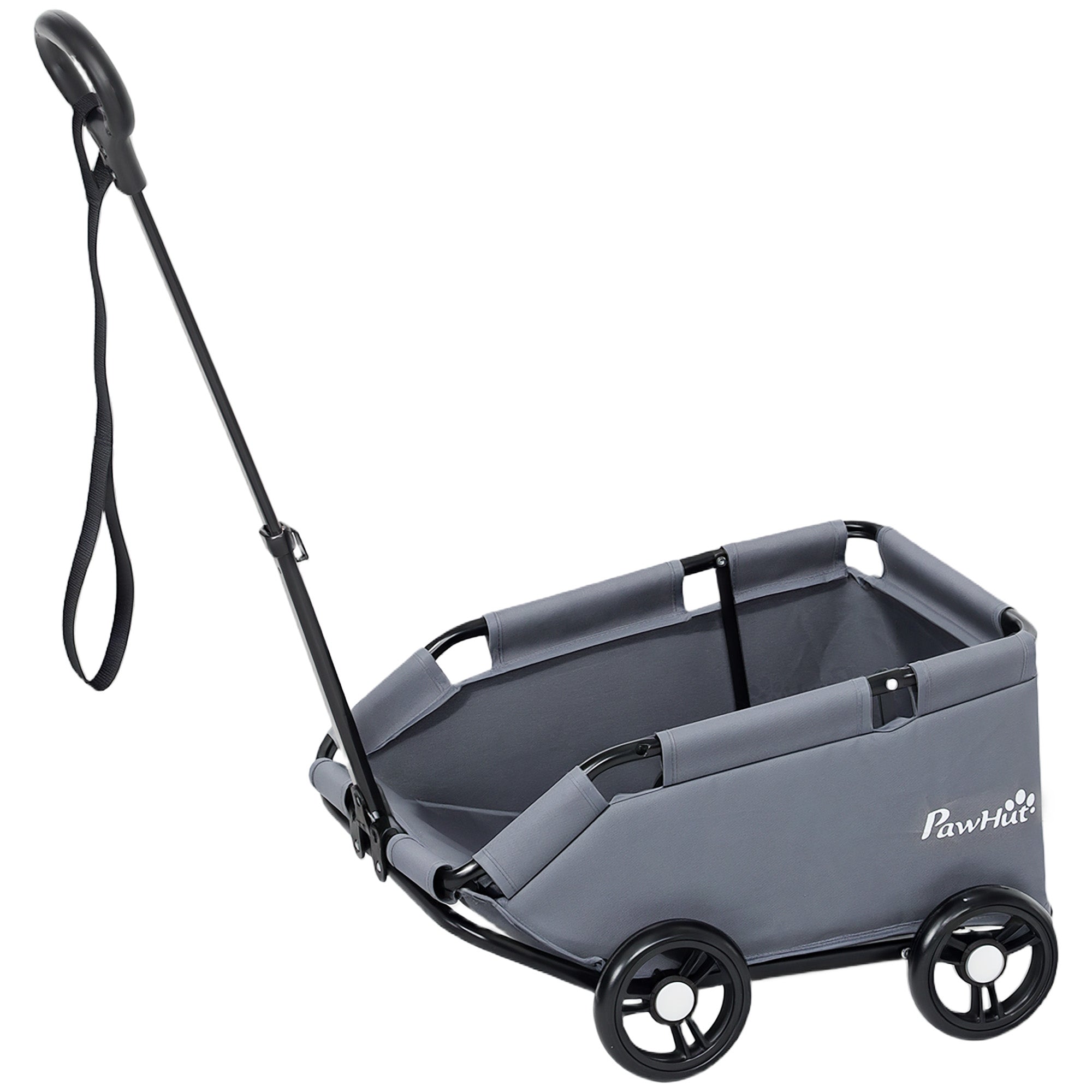 4 Wheels Folding Lightweight Pet Stroller with Universal Handle Rod, Storage Bag, Washable Cushion for Miniature Dogs Dog Bike Trailers & Strollers Grey at Gallery Canada