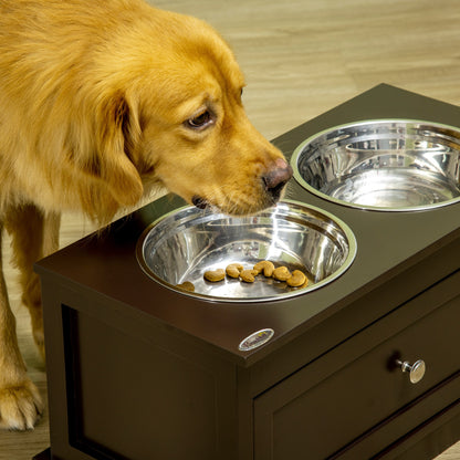 Elevated Dog Bowls with Storage Drawer for Large Dogs, Coffee Dog Bowls   at Gallery Canada