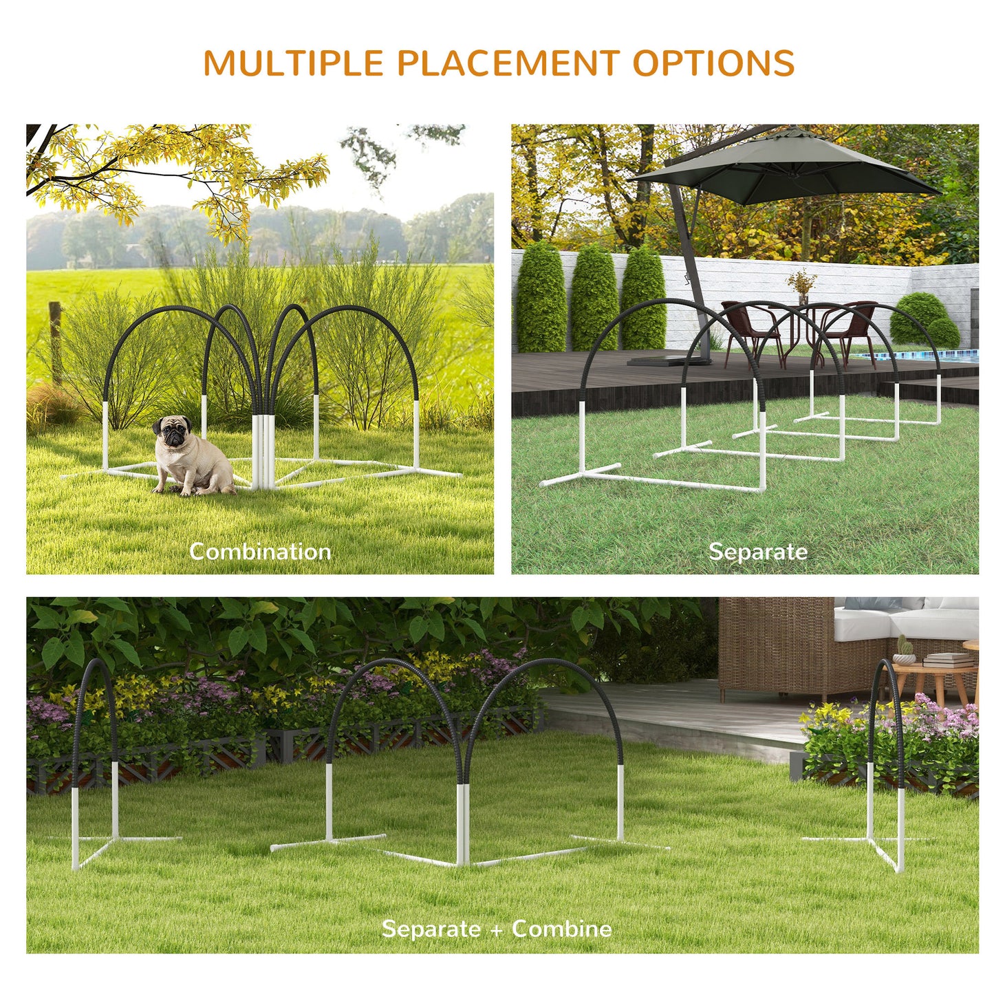 Dog Agility Kit Pet Obstacle Course Training Equipment Outdoor with Weave Poles, Carry Bag, Black Dog Agility Training Equipment   at Gallery Canada