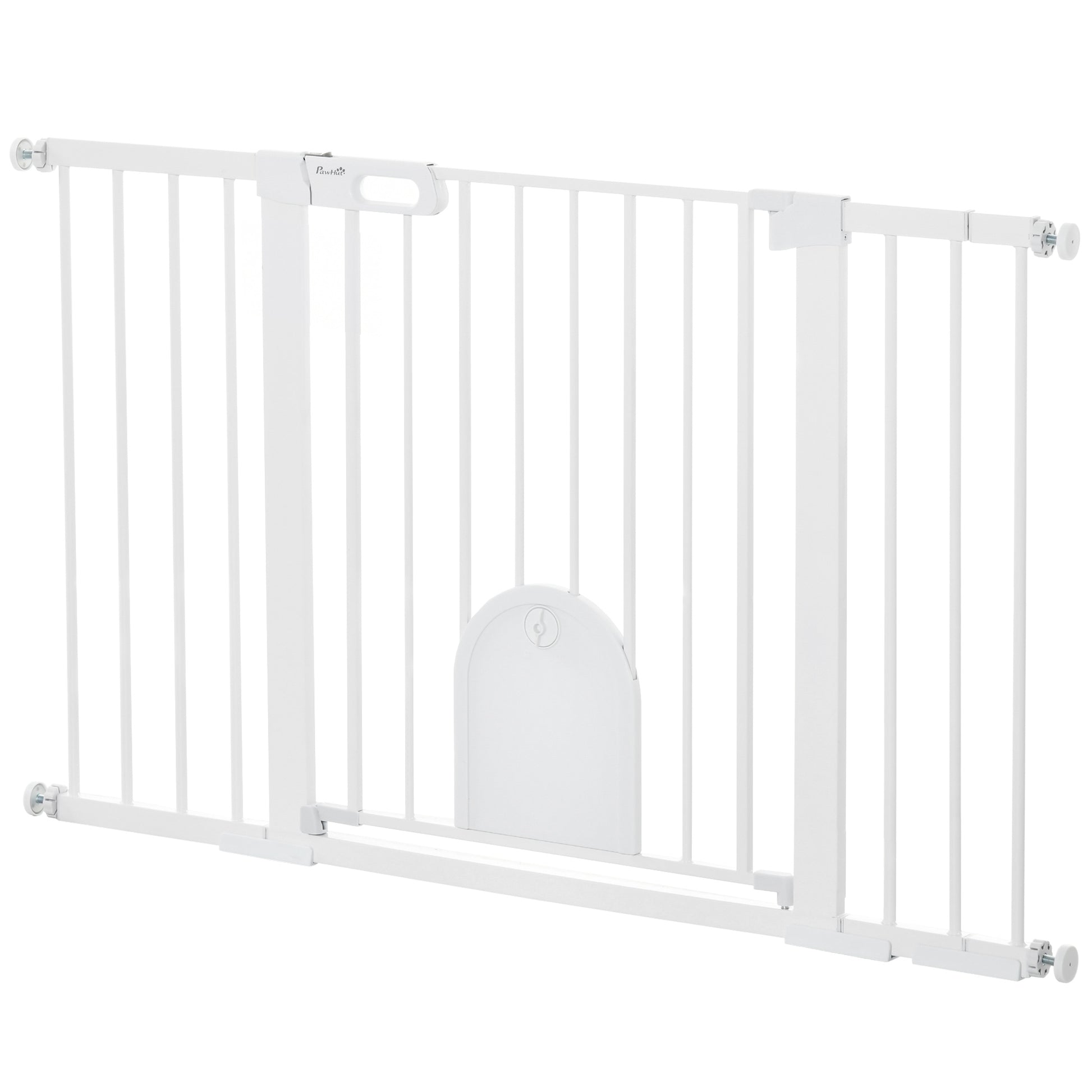 30"-52" Extra Wide Pet Gate Barrier with Small Door, White Houses, Kennels & Pens   at Gallery Canada