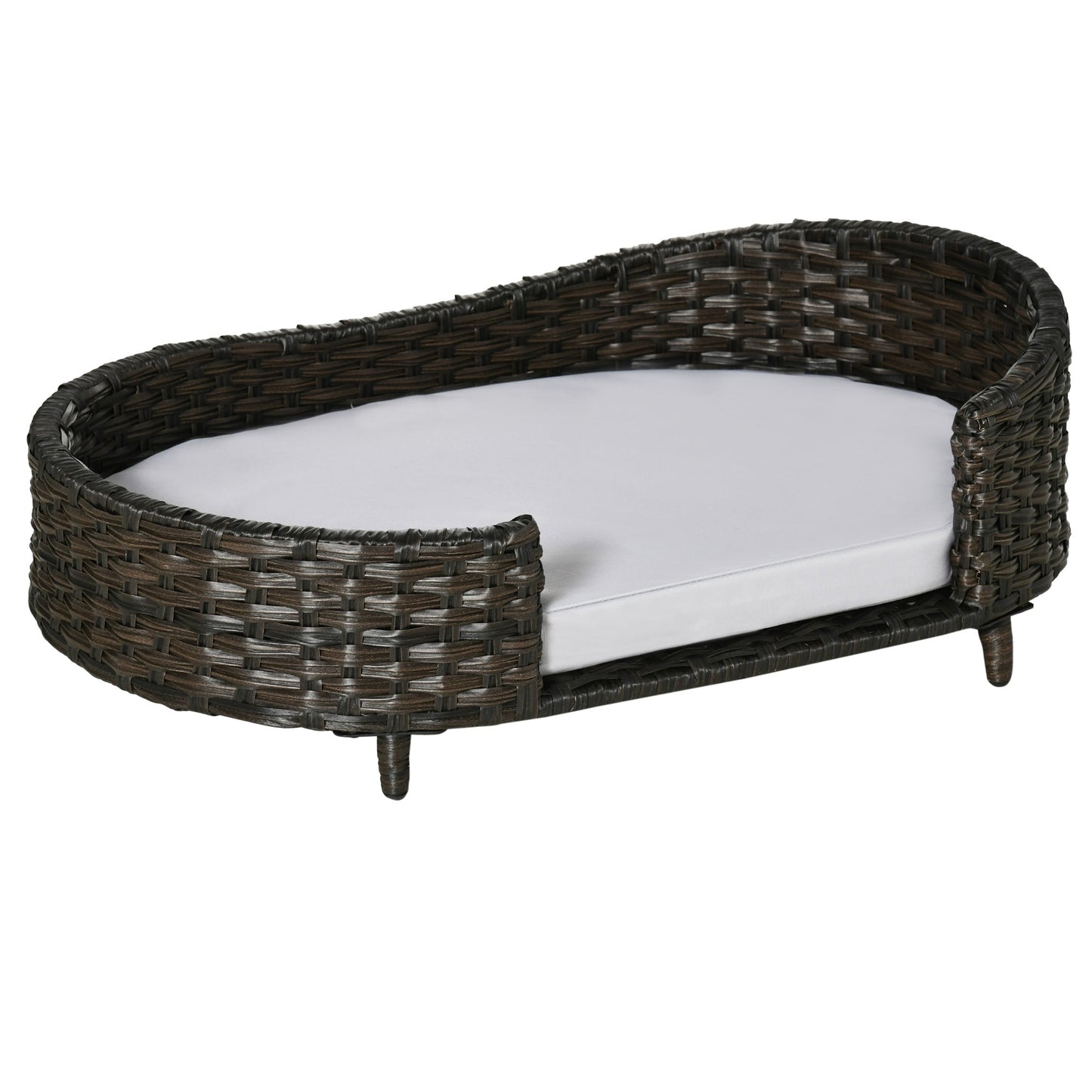 Rattan Pet Sofa Indoor &; Outdoor, Raised Wicker Dog Bed, Cat Couch, with Soft Cushion Washable Cover, for Small &; Medium Dogs, Charcoal Grey Dog Sofas   at Gallery Canada