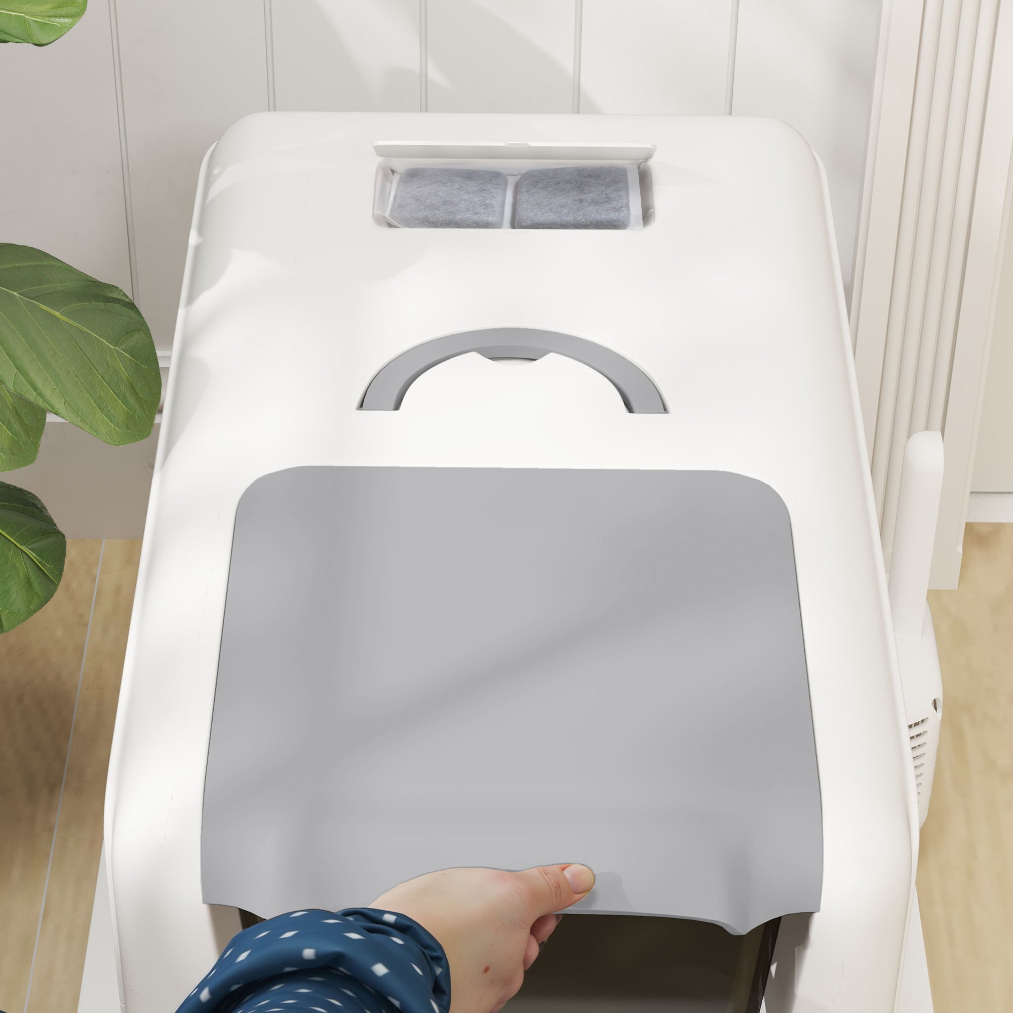 Stainless Steel Cat Litter Box w/ Removable Lid &; Scoop, for Small to Large Cats, Easy to Clean, White Cat Litter Box Enclosures at Gallery Canada