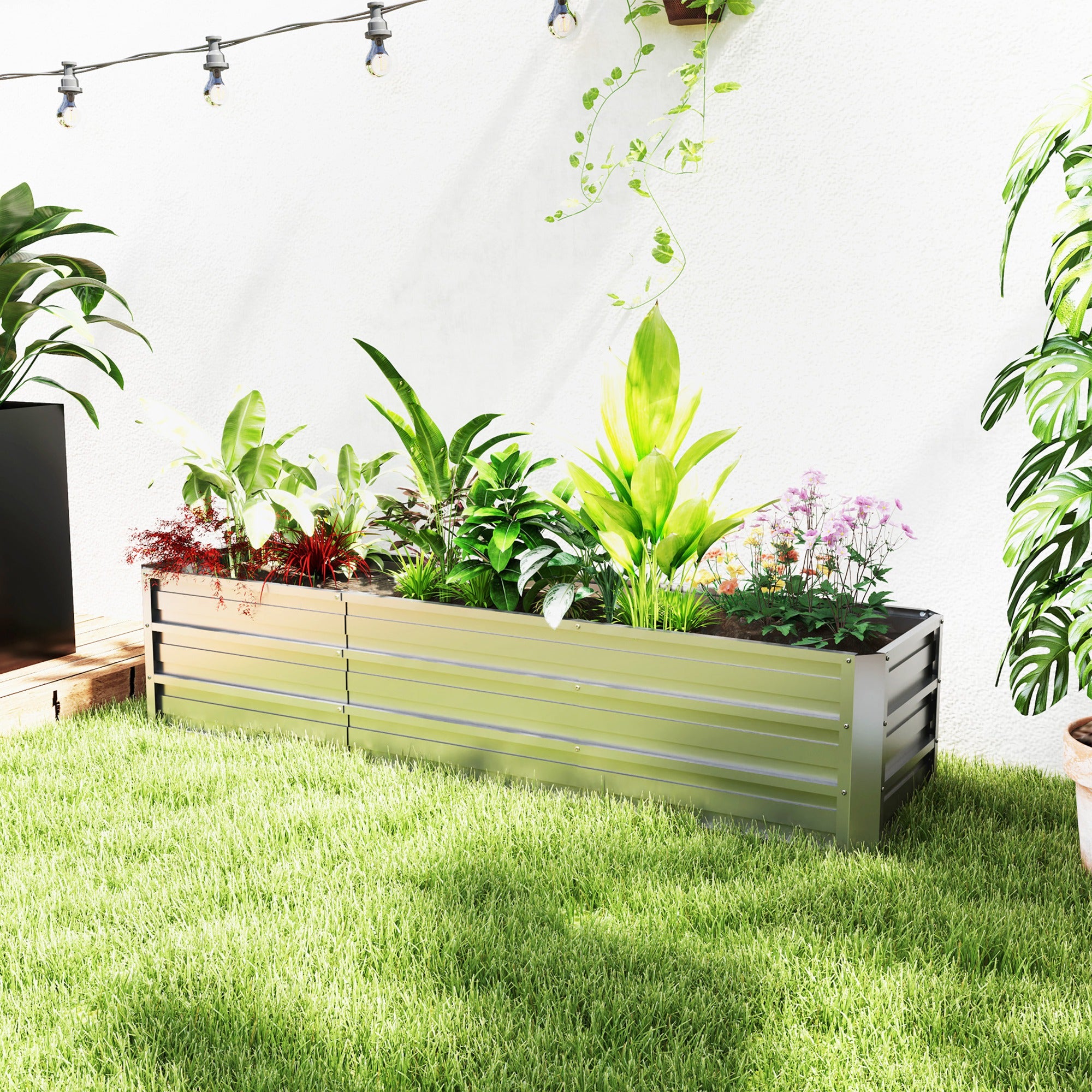 6' x 1.5' x 1.3' Galvanized Raised Garden Bed, Elevated Large Metal Planter Box w/ Install Gloves for Backyard, Patio to Grow Vegetables, Herbs, and Flowers, Silver Raised Garden Beds at Gallery Canada