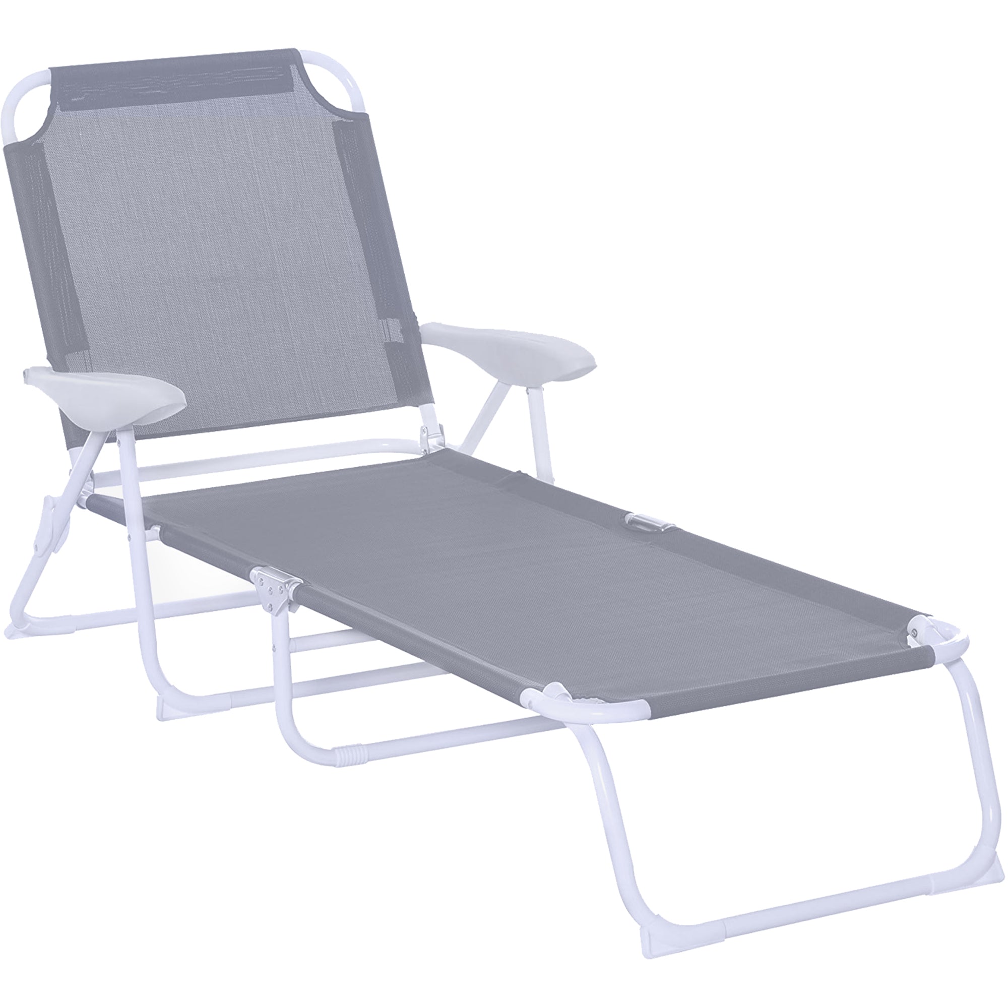 Outdoor Lounge Chair, Patio Garden Folding Chaise Lounge Sun Beach Reclining Tanning Chair with 4-Level Adjustable Backrest, Grey Lounger Chairs   at Gallery Canada