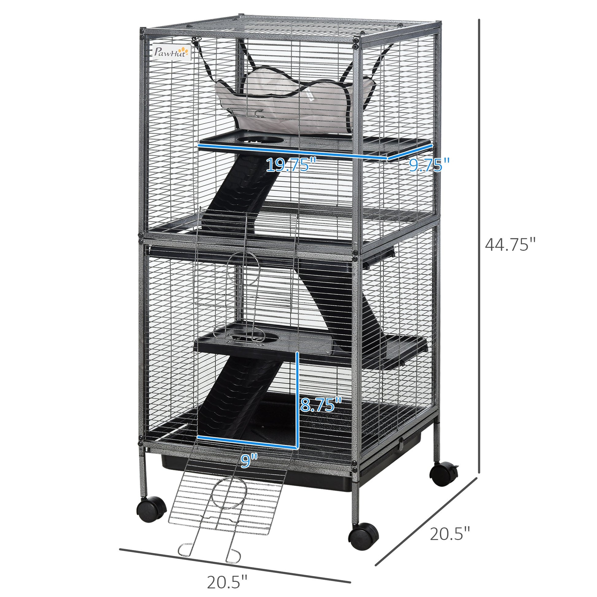 4-Tier Rolling Small Animal Cage, Deluxe Guinea Pig Cage, Ferret Cage for Mink Chinchilla Kitten Rabbit Houses & Habitats Silver Grey  at Gallery Canada