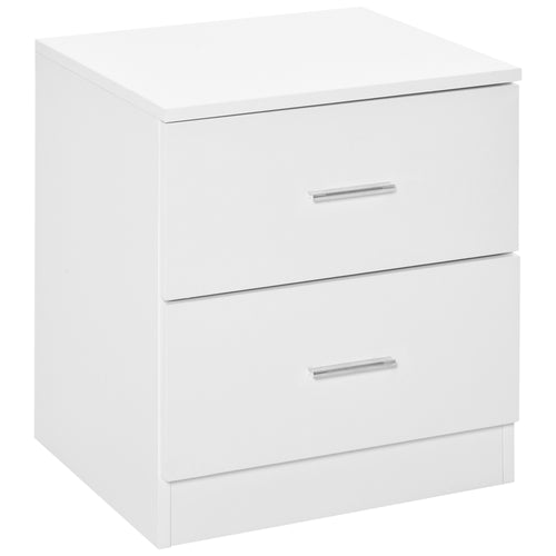 Bedside Table with 2 Drawers, Modern Nightstand, Cabinet Drawer Side Storage Unit for Bedroom, White
