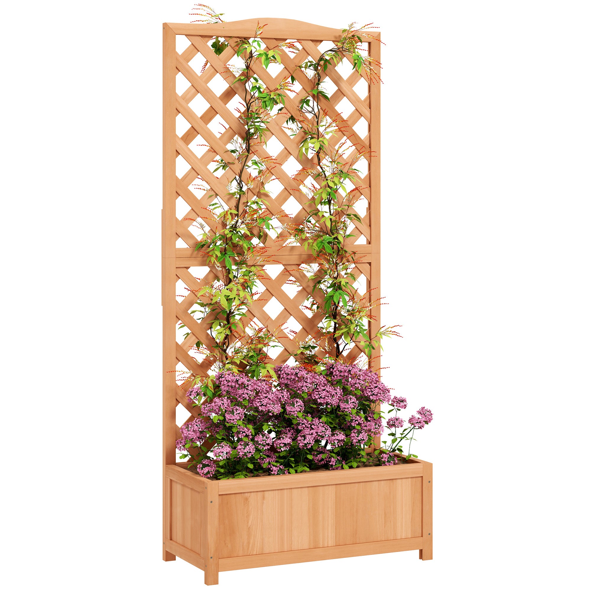 Wood Planter with Trellis for Vine Climbing, Raised Garden Bed to Grow Vegetables for Backyard, 30