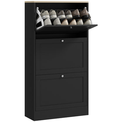 Modern Shoe Storage with 3 Flip Drawers and Adjustable Shelves, Shoe Cabinet Organizer for 18 Pairs of Shoes, Black Shoe Storage Cabinets & Racks   at Gallery Canada