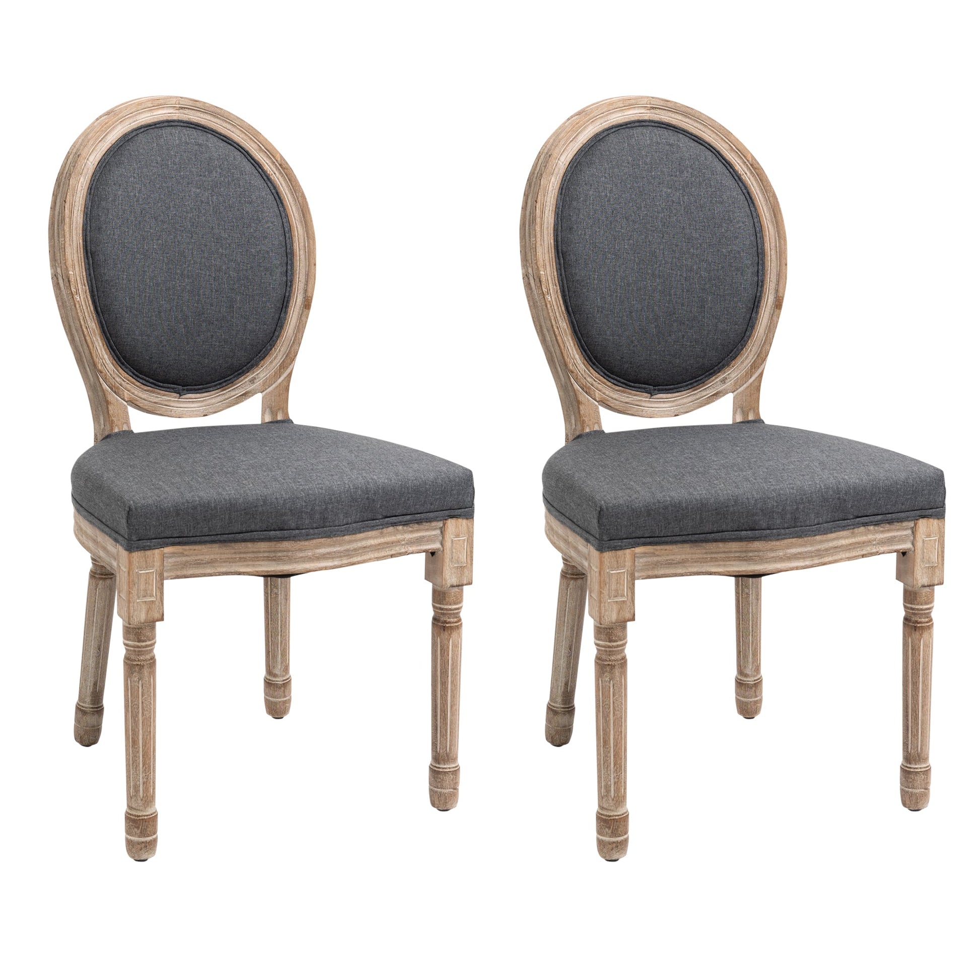 Vintage Armless Dining Chairs Set of 2, French Chic Side Chairs with Curved Backrest and Linen Upholstery for Kitchen, or Living Room, Grey Bar Stools Multi Colour  at Gallery Canada