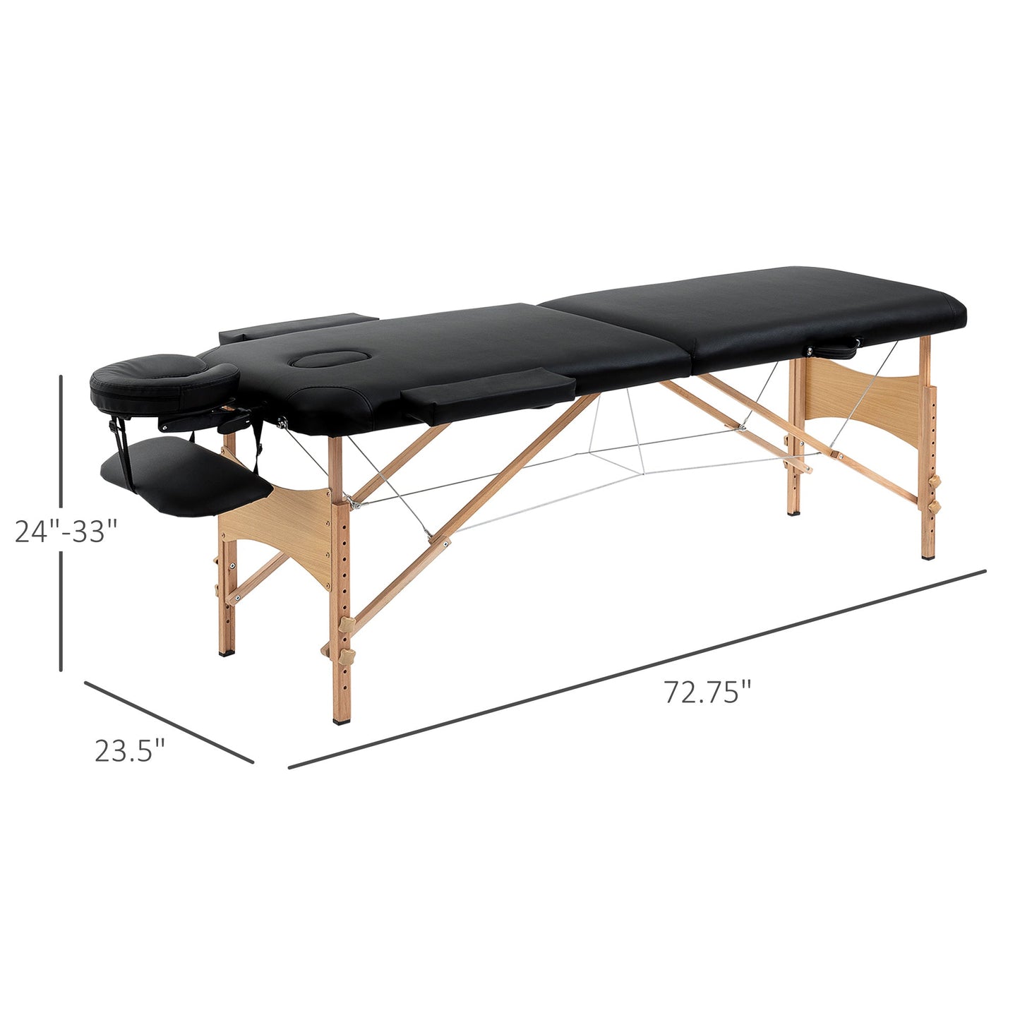 72 Inch Massage Table Bed Spa Facial Couch Table Adjustable Foldable with Free Carry Case Black Portable Massage Tables   at Gallery Canada