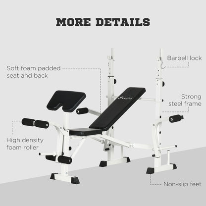 Bench Press Set Adjustable Weight Bench with Squat Rack, Preacher Curl Pad, Leg Developer, Butterfly, and Weight Storage Weight Benches   at Gallery Canada