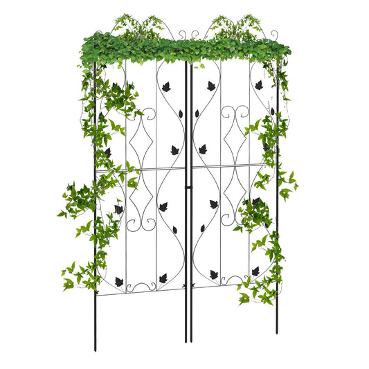 Metal Trellis Set of 2, Garden Trellis for Climbing Plant Support Frames, Leaf Design Plant Stands at Gallery Canada