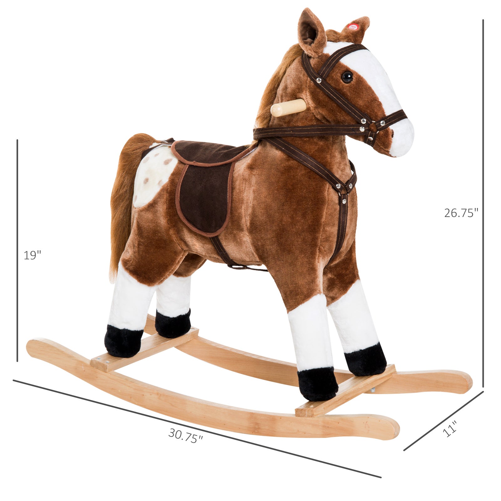 Rocking Horse Plush Pony Children Kid Ride on Toy w/ Realistic Sound (Brown) Rocking Horses Multi Colour  at Gallery Canada