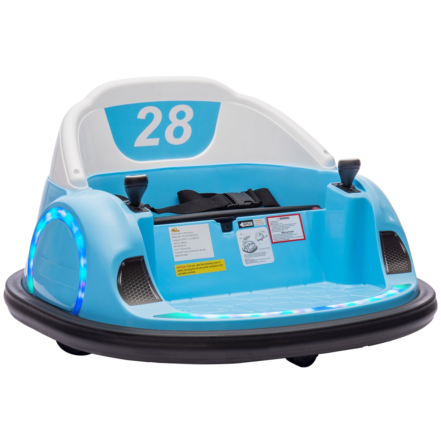 12V Bumper Car for Toddlers, Ride On Car with 360 Degree Remote Control, Lights Music Horn, for 1.5-5 Years, Light Blue Electric Toy Cars   at Gallery Canada