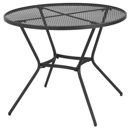 35" Round Patio Dining Table Steel Outside Table with Mesh Tabletop for Garden Backyard Poolside, Black Patio Side Tables   at Gallery Canada