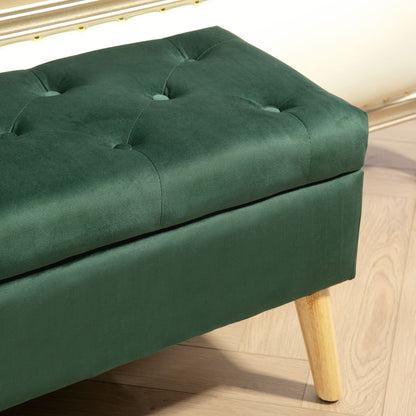 Storage Ottoman with Lid, Velvet Upholstered Storage Bench with Wood Legs for Living Room, Dark Green Storage Ottomans & Benches at Gallery Canada