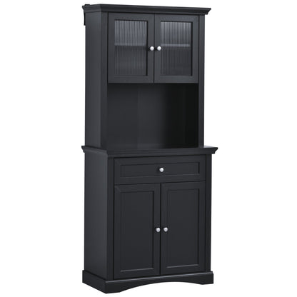 Tall Colonial Style Kitchen Pantry Storage Cabinet W/ Adjustable Shelves Black Kitchen Pantry Cabinets Black  at Gallery Canada