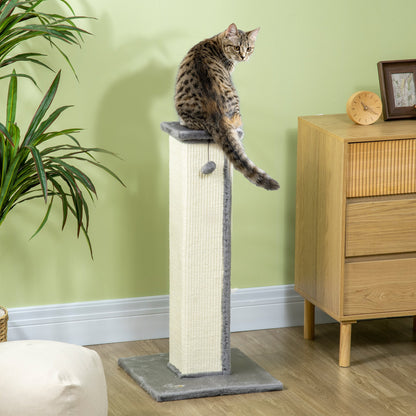 32" Tall Cat Scratching Post for Indoor Cats and Kittens, Sisal Cat Scratcher with Hanging Ball Soft Plush, Grey Cat Posts   at Gallery Canada