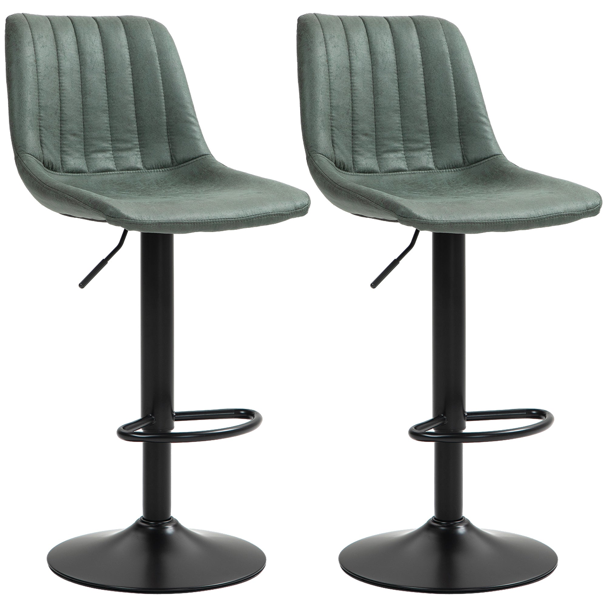 Counter Height Bar Stools Set of 2, Adjustable Height Bar Chairs with Swivel Seat, Leathaire Upholstery Bar Stools   at Gallery Canada