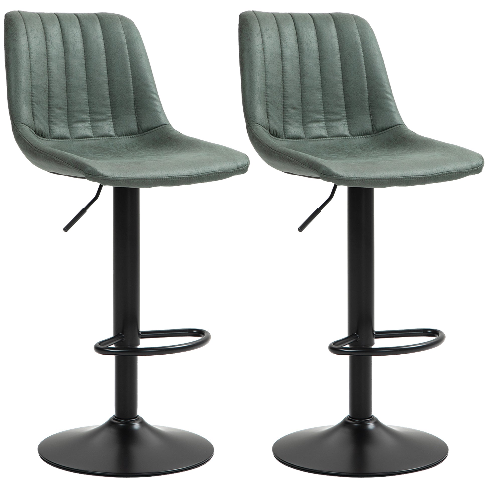 Counter Height Bar Stools Set of 2, Adjustable Height Bar Chairs with Swivel Seat, Leathaire Upholstery Bar Stools   at Gallery Canada