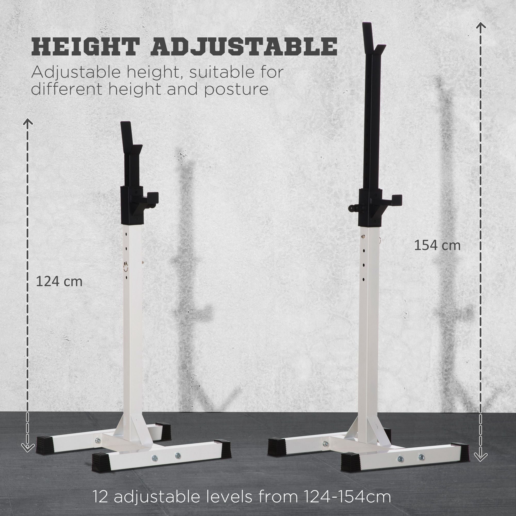 Adjustable Barbell Rack Stable Power Squat Stand Portable 2 Bars Barbell Holder Weight Rack, Black and White Power Towers at Gallery Canada