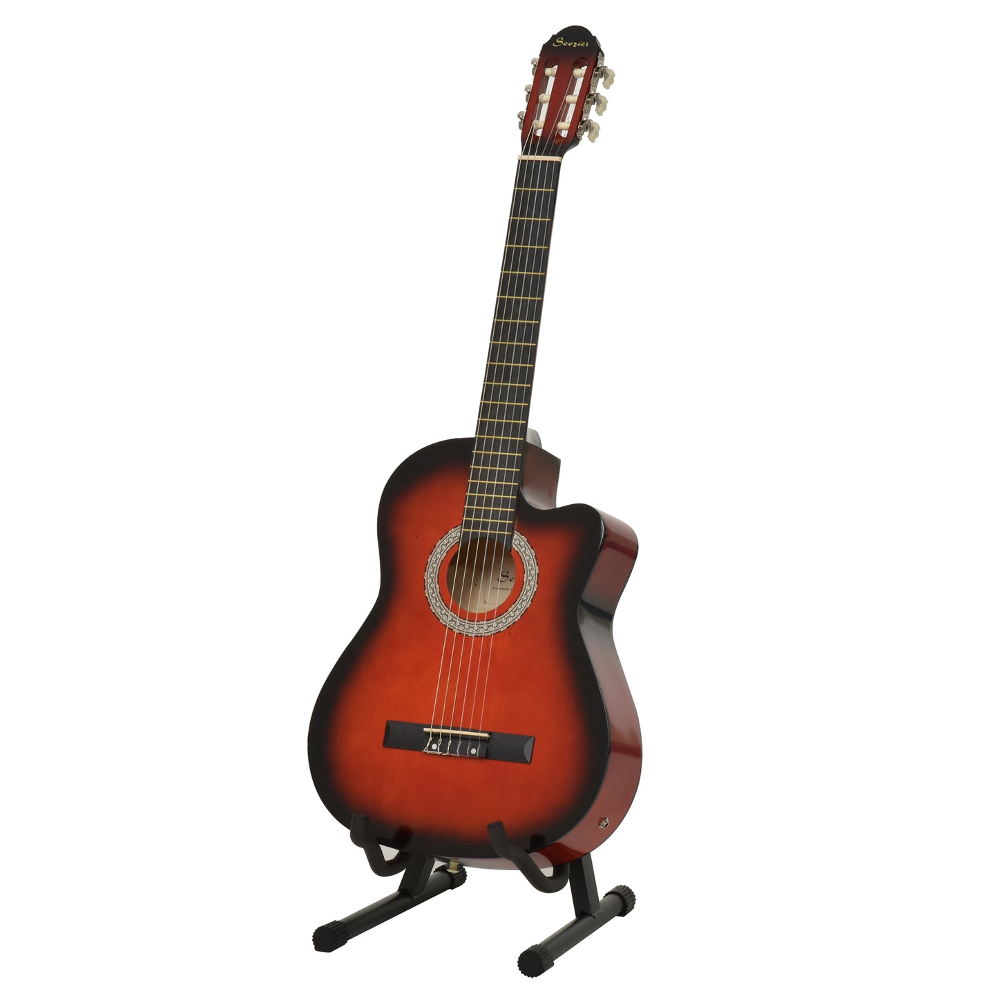 39.5 Inch Acoustic Electric Guitar for Beginner with Strings, Stand, Beige Strap, 3 Picks and Case Bag, Wine Red Electronic Musical Pianos   at Gallery Canada