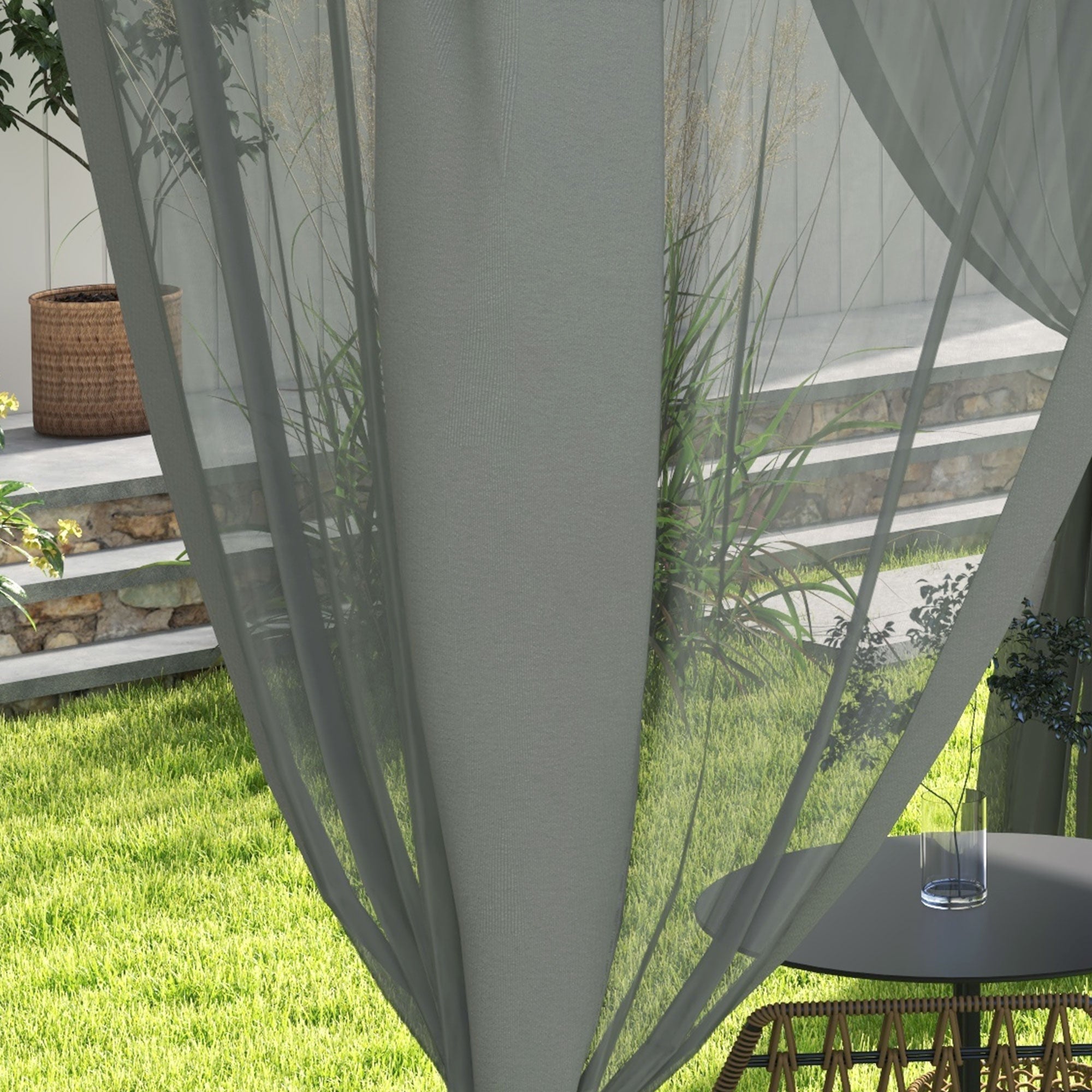 12' x 10' Patio Gazebo Outdoor Pavilion 2 Tire Roof Canopy Shelter Garden, Steel Frame w/ Mosquito Netting, Light Grey Gazebos at Gallery Canada