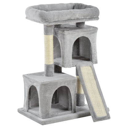 Plush Cat Tree Tower Activity Center with Sisal Scratching Post Scratching Board Perch Condo, Light Grey Cat Posts   at Gallery Canada