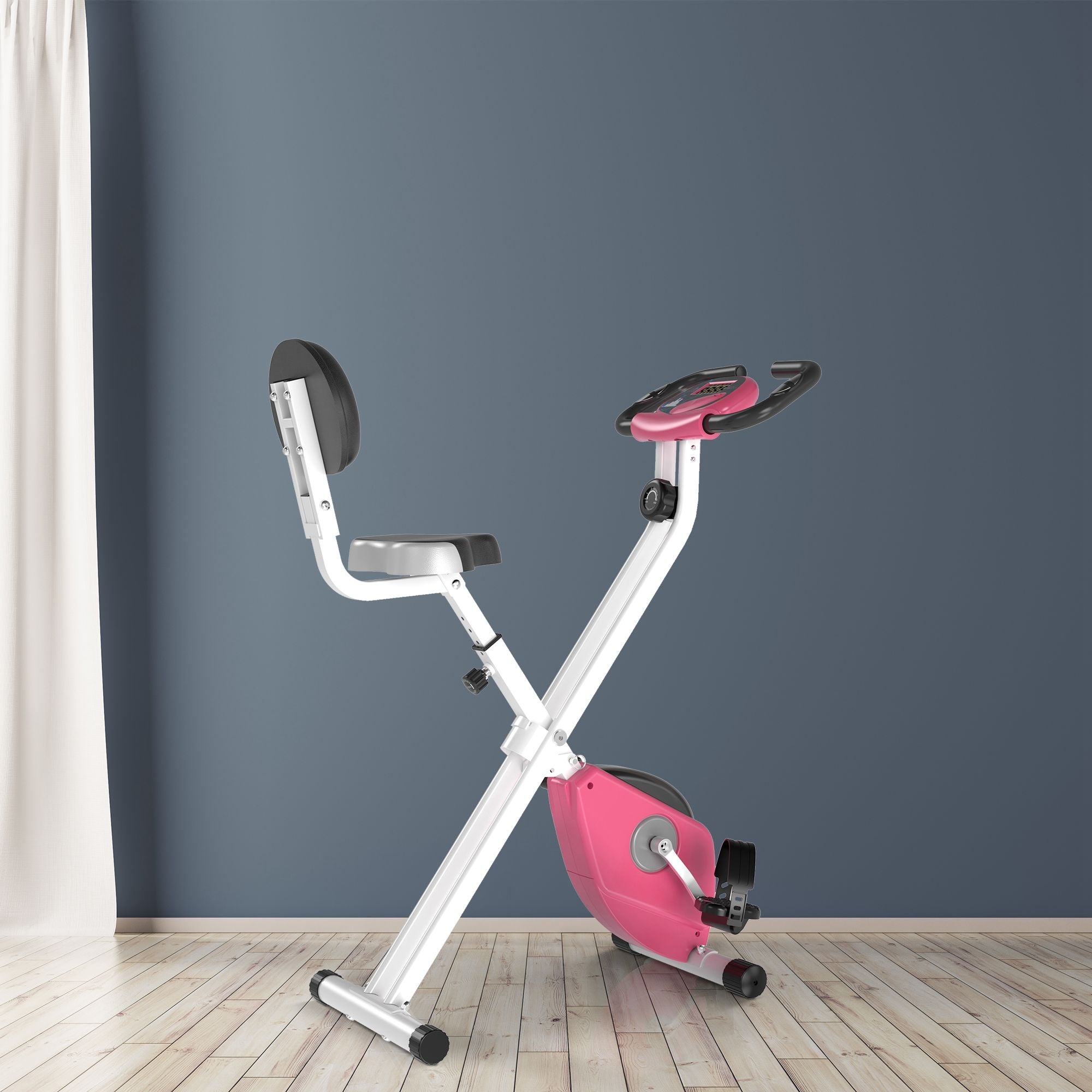 Foldable Indoor Stationary Bike with 8 Levels of Magnetic Resistance, Exercise Bike for Cardio Workout, Pink Exercise & Stationary Bikes   at Gallery Canada