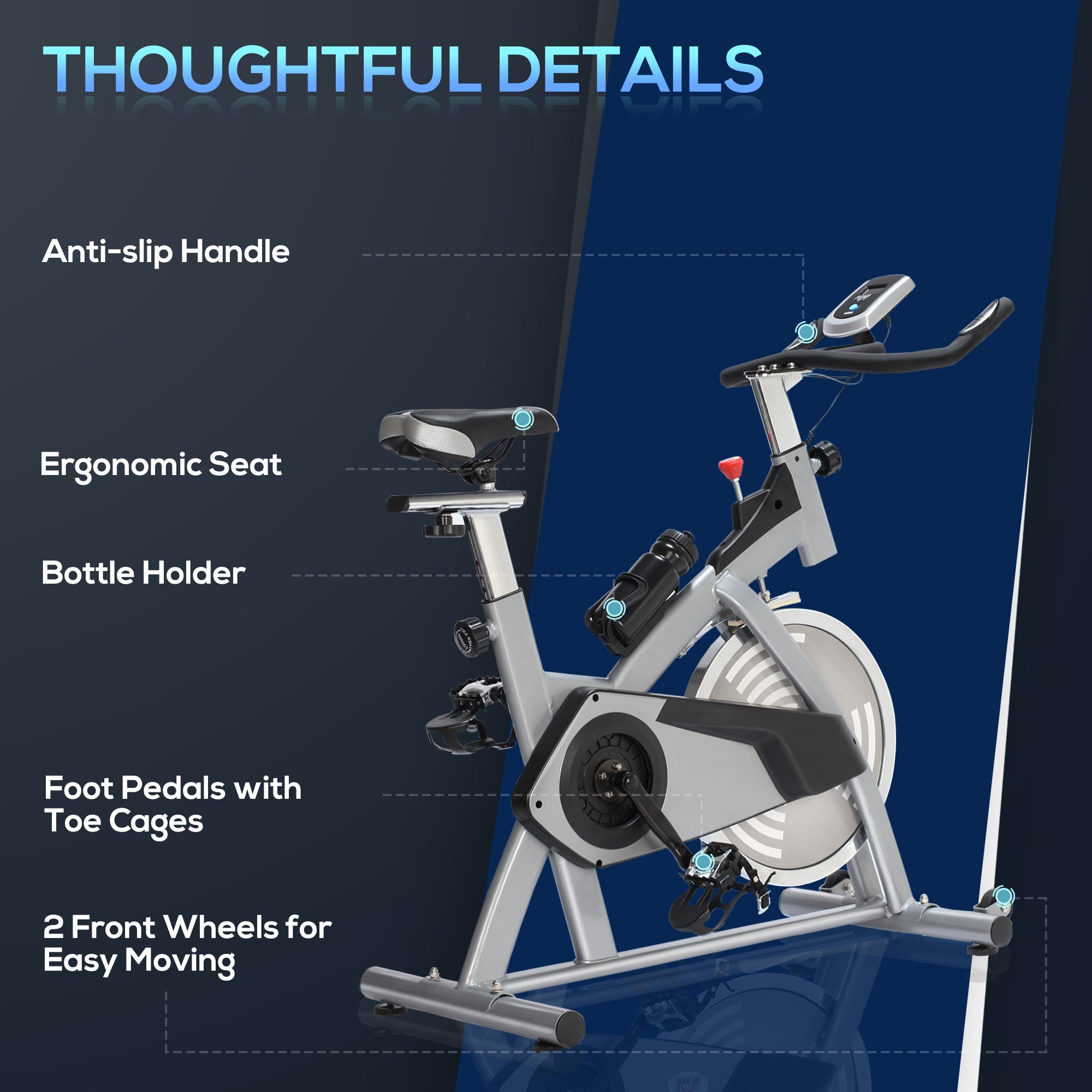 Upright Exercise Bike, Home Gym Cycling Fitness Machine, Equipment with Adjustable Resistance LCD Monitor Bottle Holder, Sliver Exercise & Stationary Bikes   at Gallery Canada