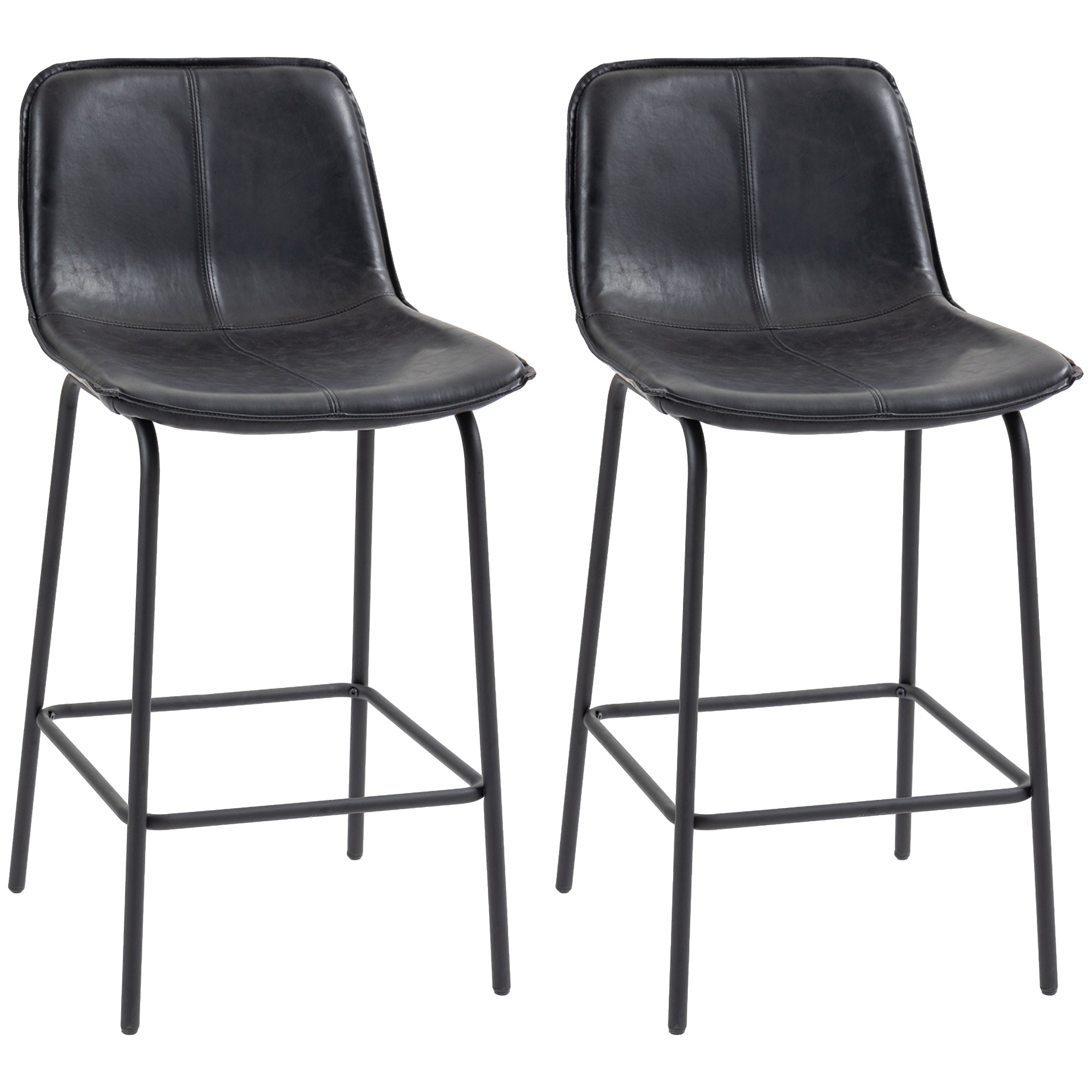 Bar Stools Set of 2, Upholstered Counter Height Bar Chairs, Kitchen Stools with Steel Legs Bar Stools   at Gallery Canada