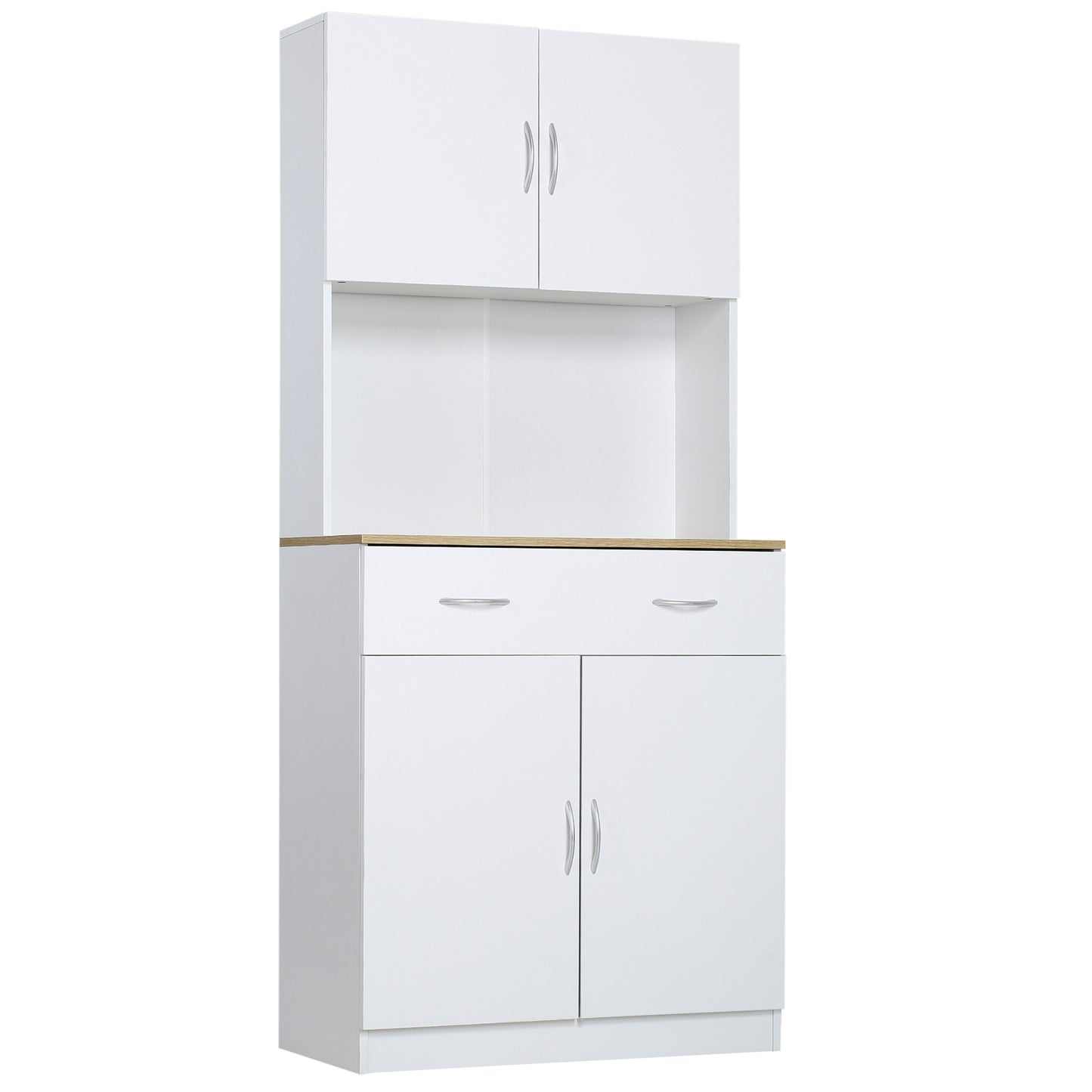 71" Freestanding Kitchen Pantry Cabinet with Adjustable Shelf, Countertop and Drawers, White Kitchen Pantry Cabinets   at Gallery Canada