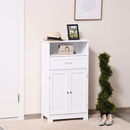 Bathroom Floor Cabinet Freestanding Cabinet with Storage Shelf, Drawer and Adjustable Shelf, White Bathroom Cabinets   at Gallery Canada