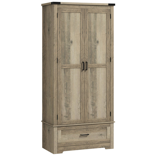 69" Tall Farmhouse Kitchen Pantry Cabinet with 2 Doors, Drawer and Adjustable Shelves for Dining Room, Grey Kitchen Pantry Cabinets   at Gallery Canada