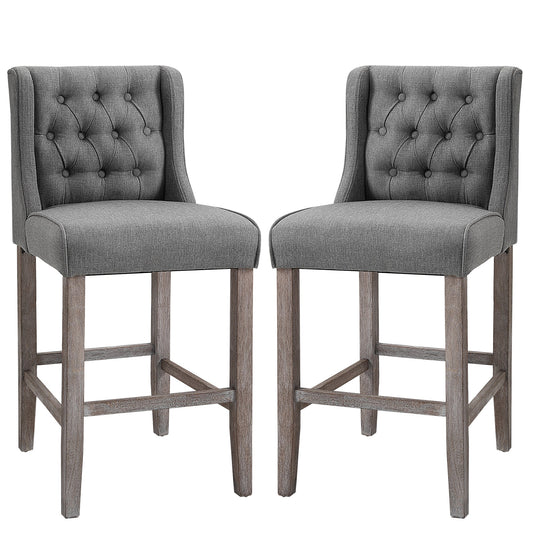 Set of 2 40Inch Button Tufted Bar stools High Counter Dining Height Chairs Grey - Gallery Canada