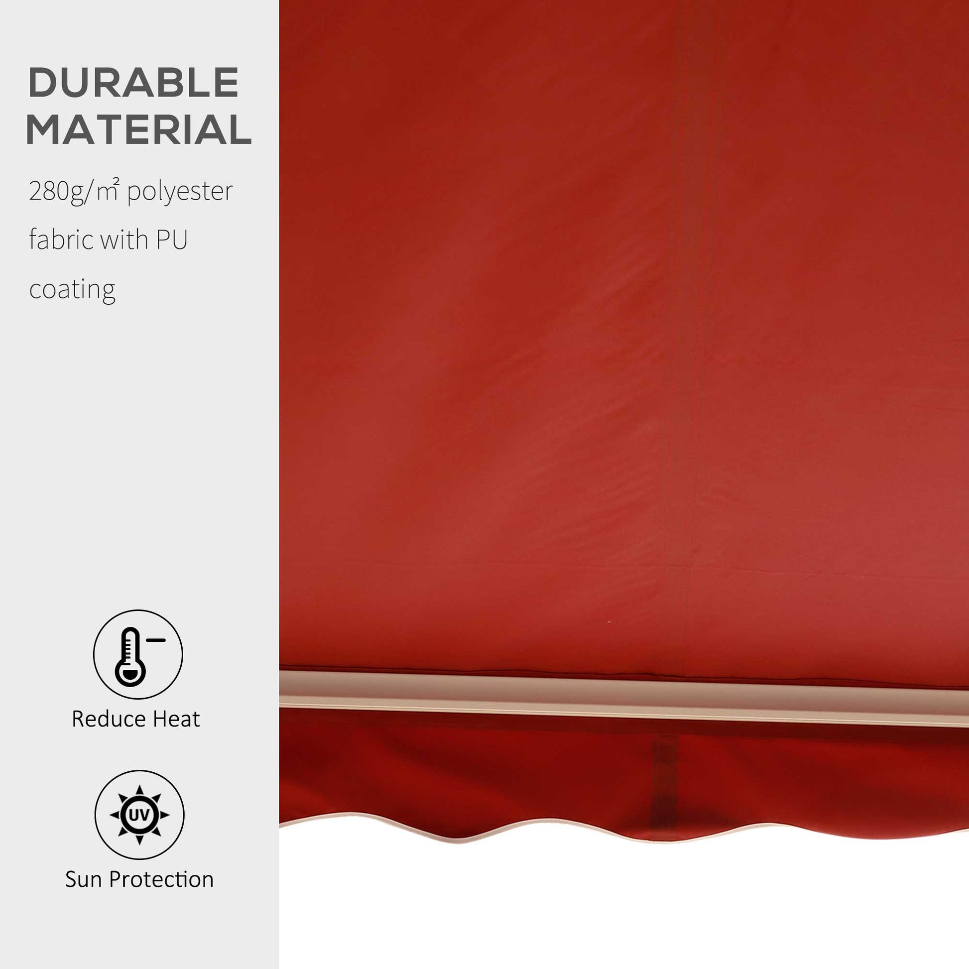 8'x7' Patio Awning Manual Retractable Sun Shade Outdoor Deck Canopy Shelter, Wine Red Deck Awnings   at Gallery Canada