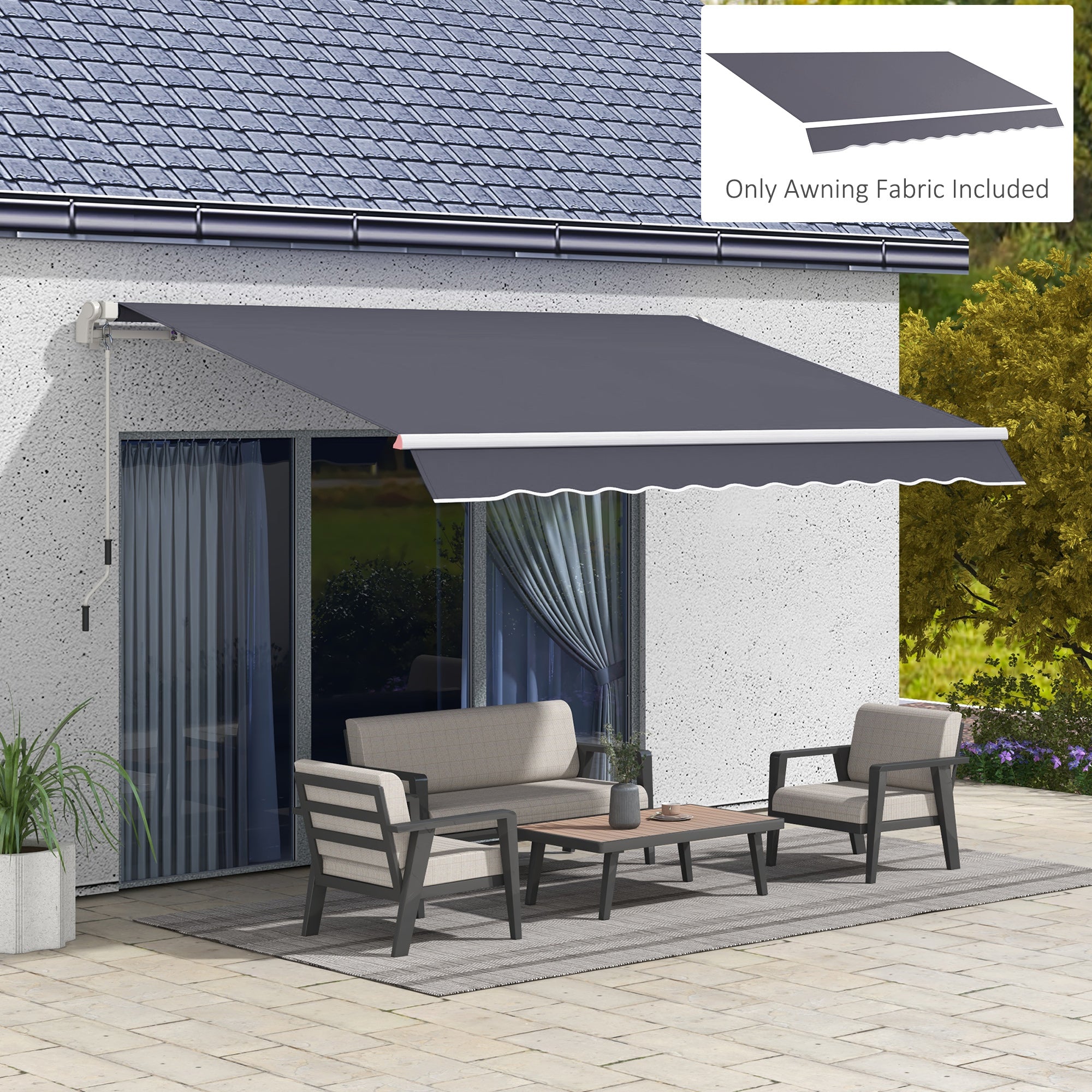11' x 8' Outdoor Sunshade Canopy Awning Cover, Retractable Awning Fabric Replacement, UV Protection, Grey Awning Fabric Replacement at Gallery Canada