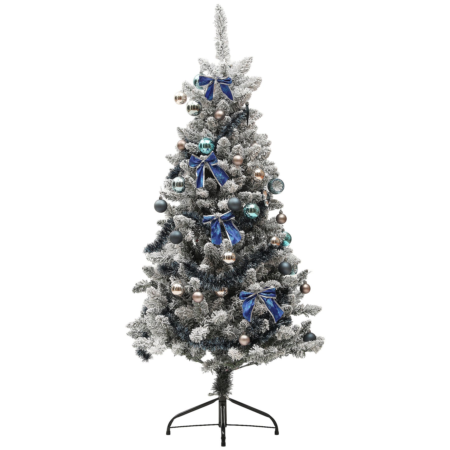 5ft Prelit Artificial Christmas Tree with Blue Ornaments, Flocked Christmas Tree with LED Lights for Holiday Pre Lit Christmas Trees   at Gallery Canada