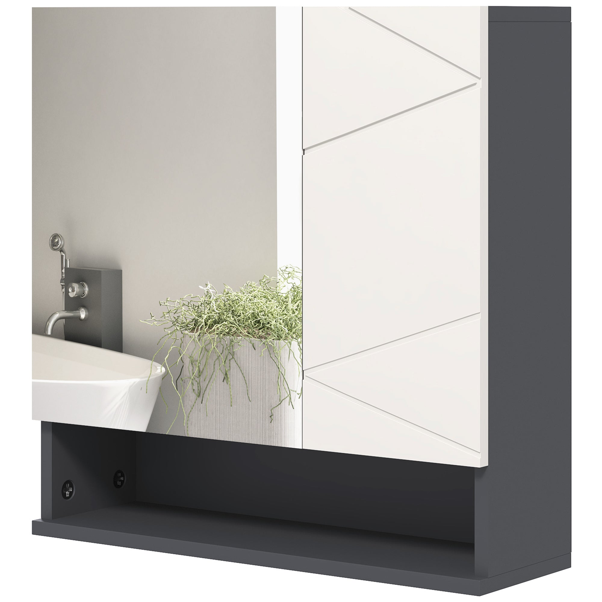 Medicine Cabinet, Wall Mounted Bathroom Mirror Cabinet with Mirrored Door, Adjustable Shelf and Soft Close Mechanism, Light Grey Mirror Medicine Cabinets Light Grey, Dark Grey at Gallery Canada