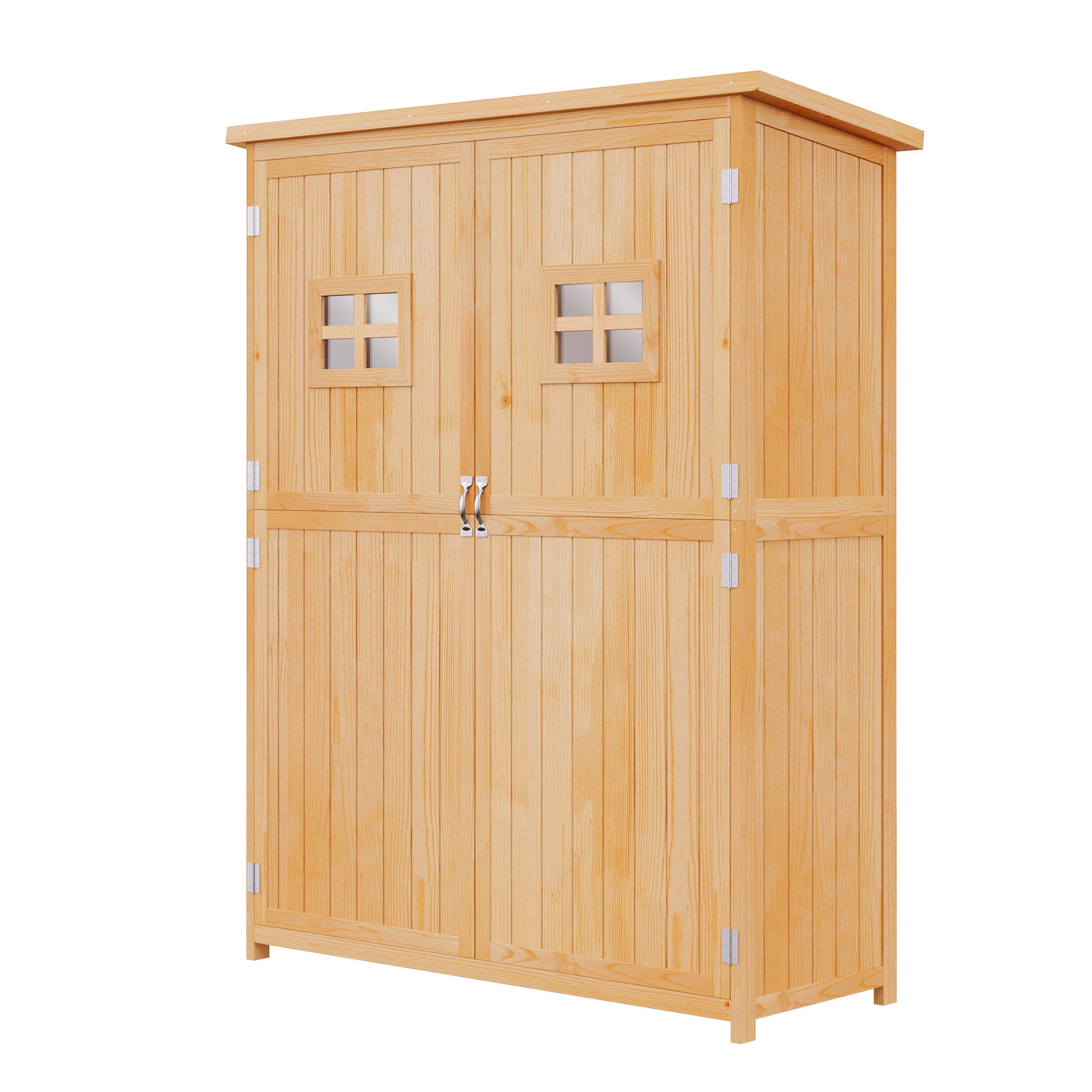 4x1.5ft Wooden Garden Storage Shed, Outdoor Tool Cabinet Organizer with Windows and Double Door, Nature Wood Sheds at Gallery Canada