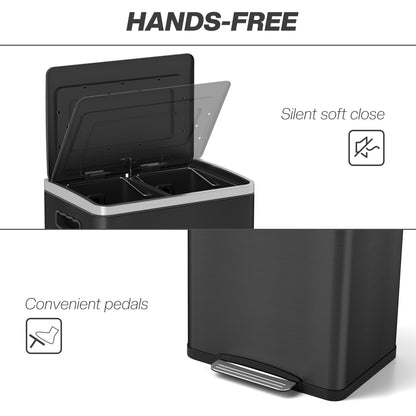 2 x 20 Liter Garbage Bin, Stainless Steel Garbage Can with Soft-Close Lid and Removable Inner Buckets, Black Household Supplies at Gallery Canada