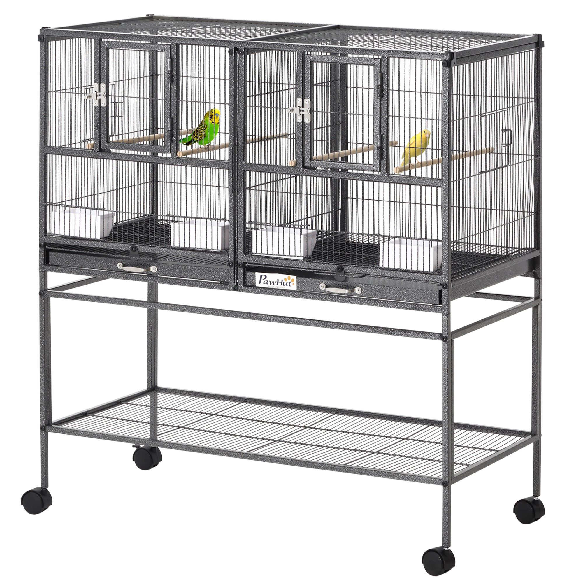 Large Double Rolling Metal Bird Cage Bird House w/ Removable Tray Storage Shelf Bird Cages at Gallery Canada