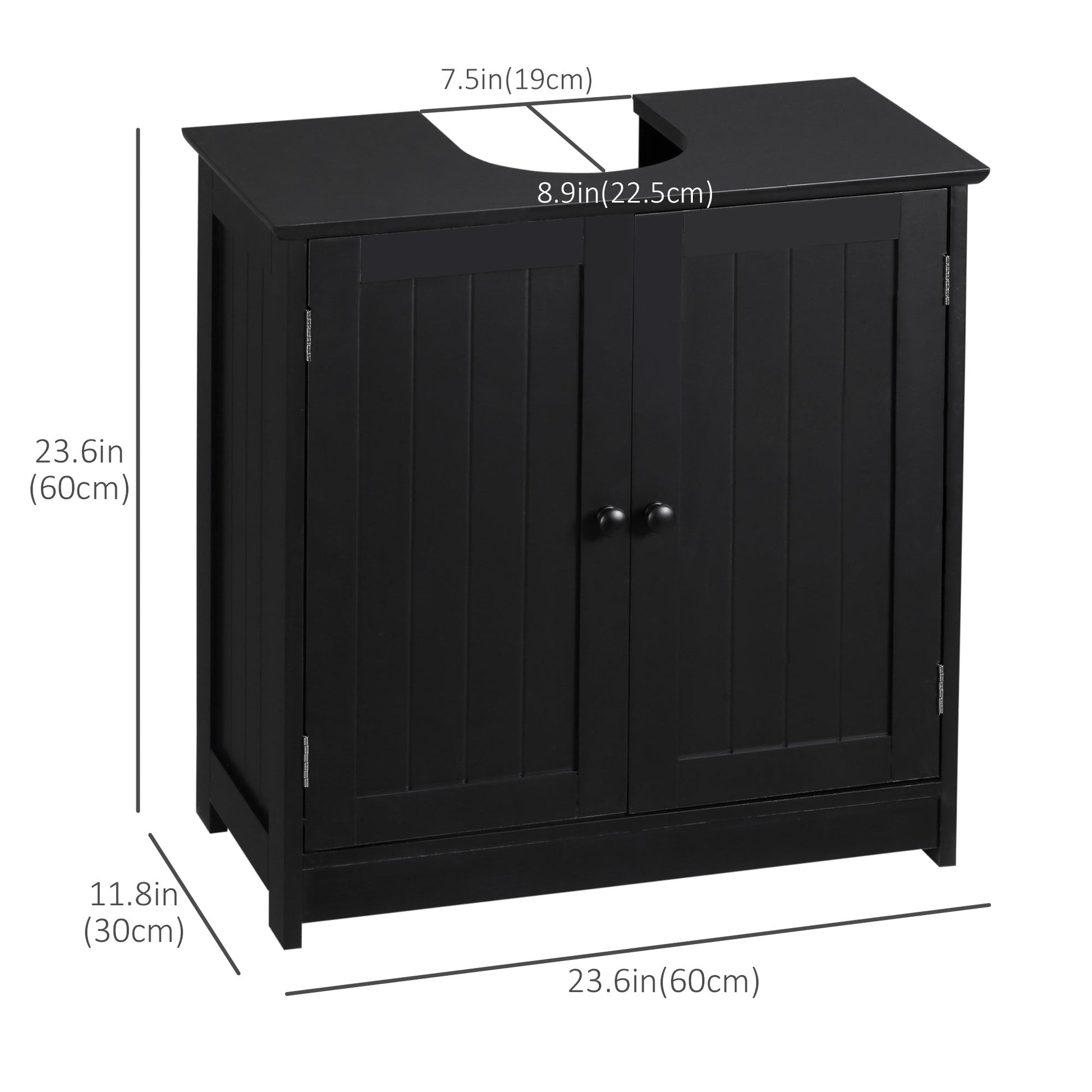 Under Sink Bathroom Cabinet with 2 Doors and Shelf, Pedestal Sink Bathroom Vanity Furniture, Black Bathroom Cabinets   at Gallery Canada