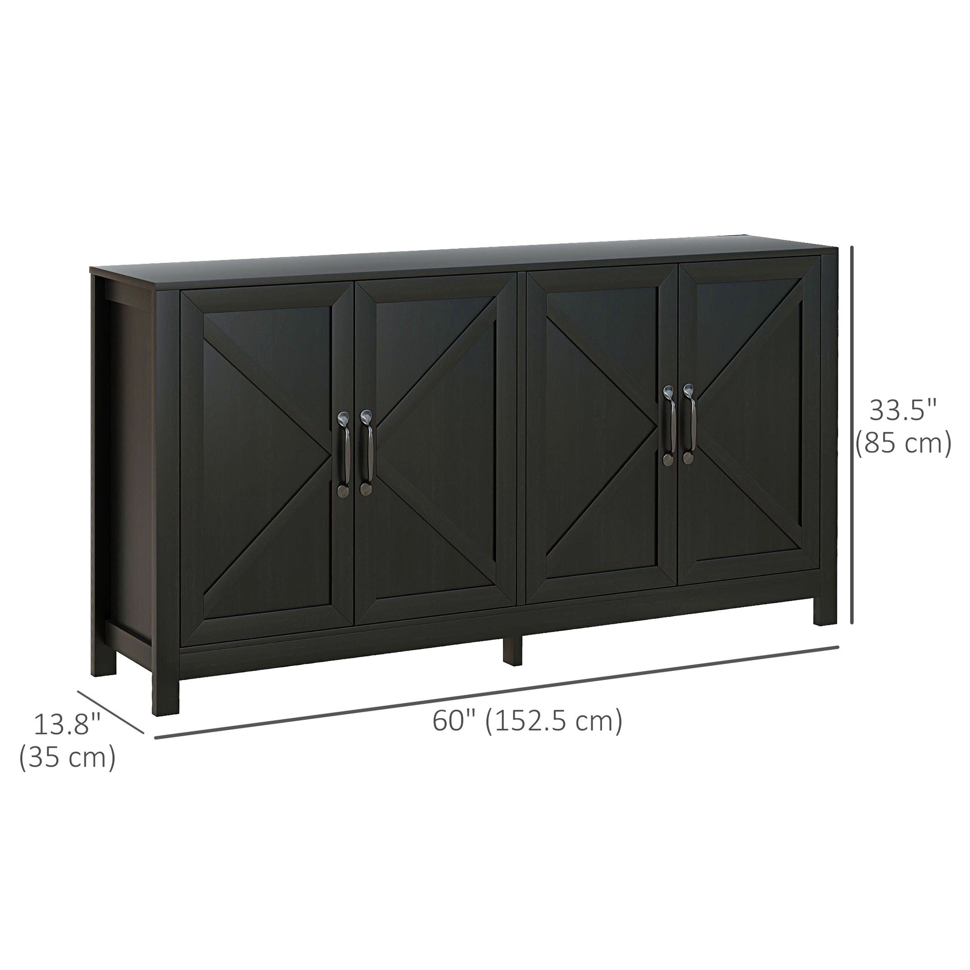 Sideboard Buffet, Storage Cabinet with Barn Door and Adjustable Shelf, TV Stand for TVs up to 65 Inches, Black Oak Bar Cabinets   at Gallery Canada