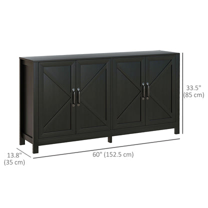 Sideboard Buffet, Storage Cabinet with Barn Door and Adjustable Shelf, TV Stand for TVs up to 65 Inches, Black Oak Bar Cabinets   at Gallery Canada