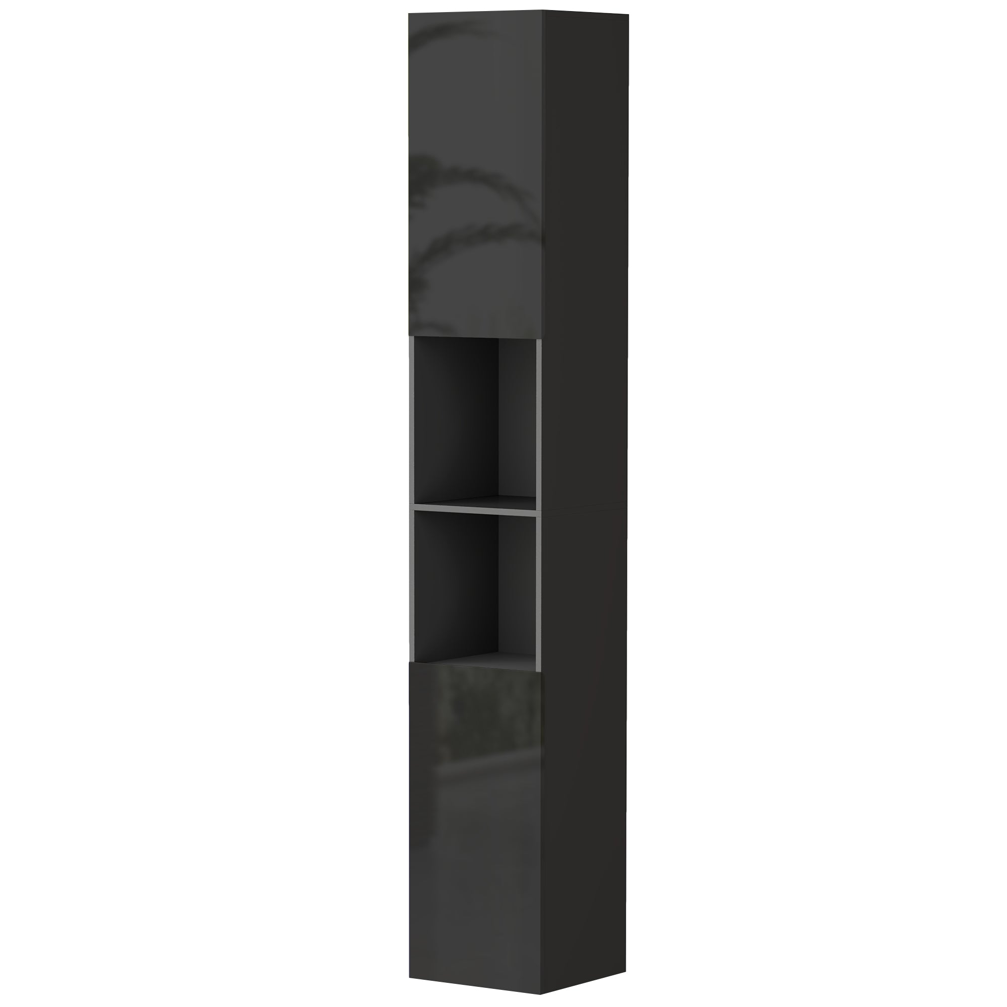 Tall Bathroom Cabinet, High Gloss Storage Cabinet with Doors and Adjustable Shelves, 11.8