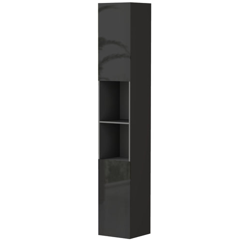 Tall Bathroom Cabinet, High Gloss Storage Cabinet with Doors and Adjustable Shelves, 11.8