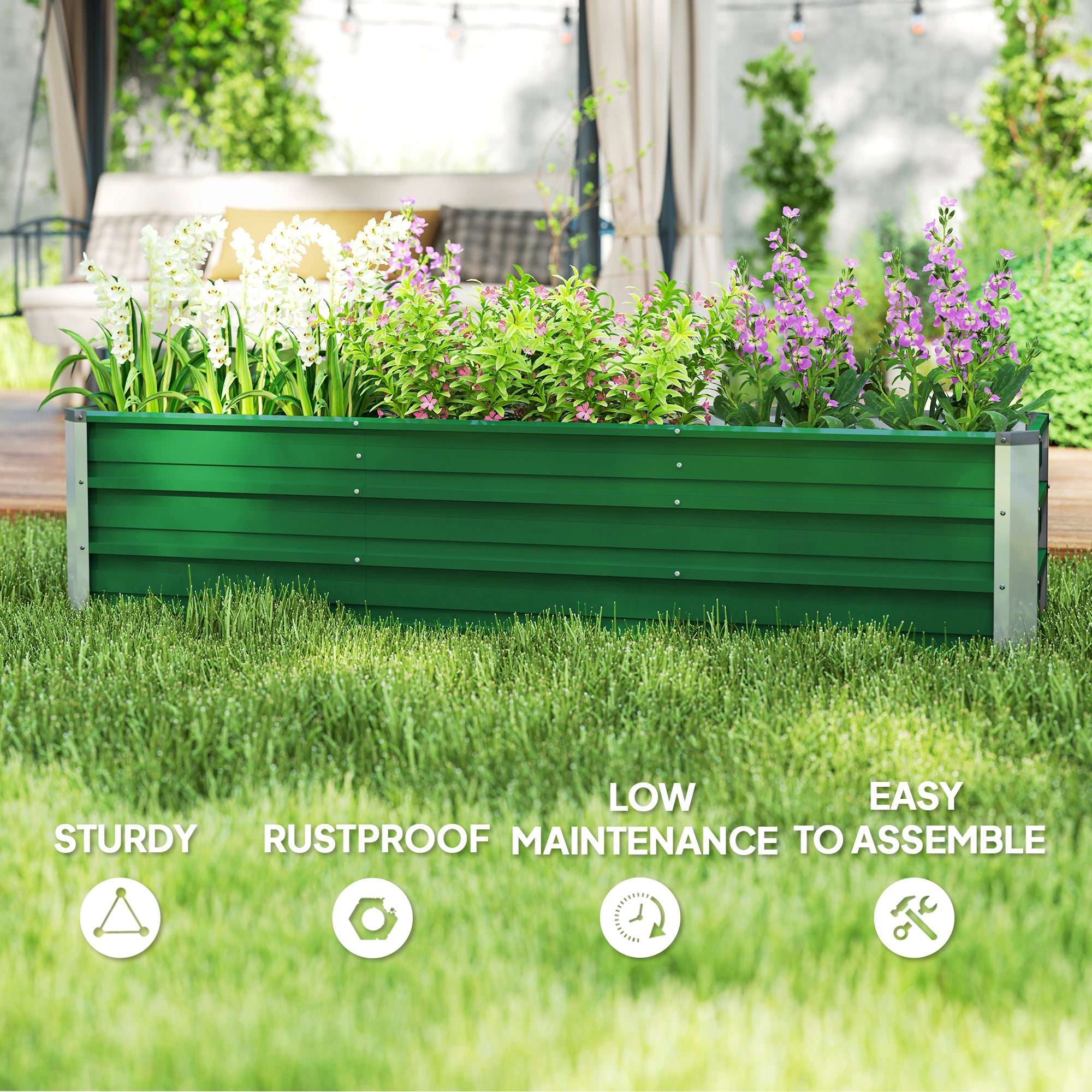 6' x 1.5' x 1.3' Galvanized Raised Garden Bed, Elevated Large Metal Planter Box w/ Install Gloves for Backyard, Patio to Grow Vegetables, Herbs, and Flowers, Green Galvanized Planter Boxes at Gallery Canada